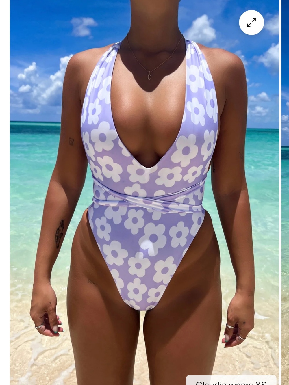 Lavender Floral One-Piece Swimsuit with Scoop Back
